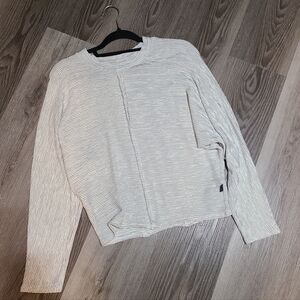 Buffalo Jeans Gray and White Striped Top Size M